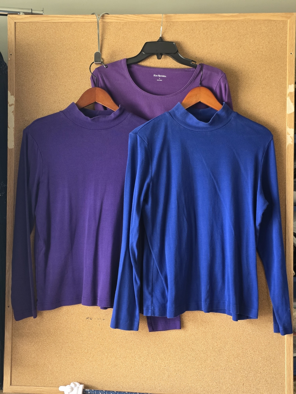 Kim Rogers Essentials Bundle Set of 3 Tops Size L Mock Neck Crewneck Cotton